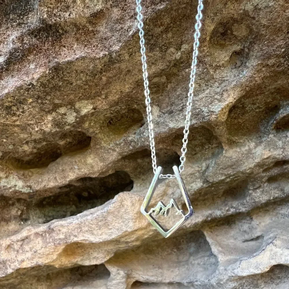 Mountain Skyline Pendant Necklace in Silver
